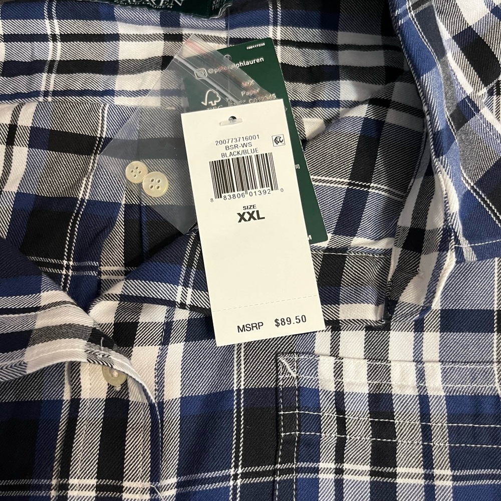 Woman’s shirt blouse blue plaid Ralph Lauren XXL NWT - Picture 2 of 9